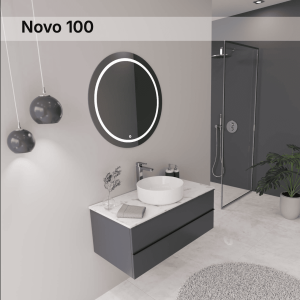 Nova 100 cm Led Aynalı Banyo Dolabı Takımı (MDF Lake Gövde & Lake Kapak)