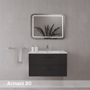 Armani 80 cm Led Aynalı Banyo Dolabı Takımı (MDF Lake Gövde & Mdf Lake Çekmece)