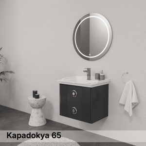 Kapadokya 65 cm Led Aynalı Banyo Dolabı Takımı (MDF Lake Gövde & Mdf Lake Çekmece)